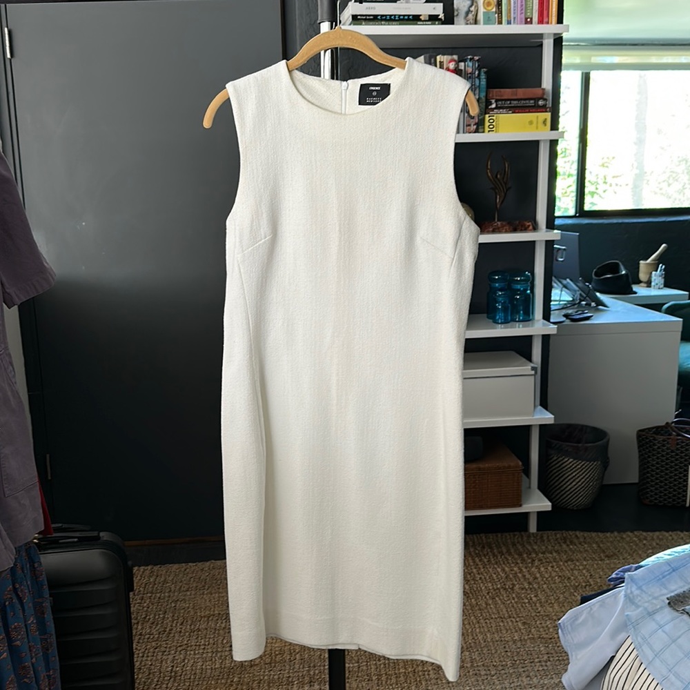 L’Agence Barney’s white tweed shift dress